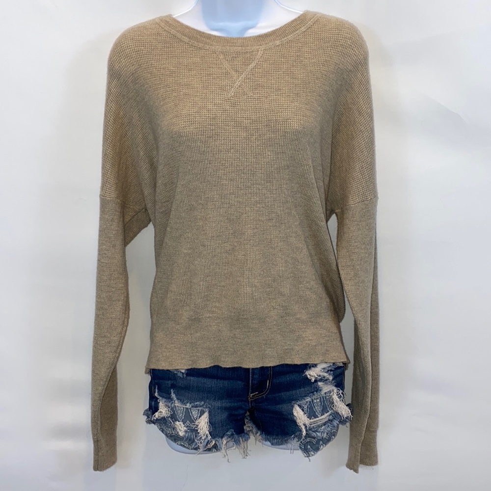 💝  Thread & Supply wool blend drop sleeve sweater in brown sugar tan size M